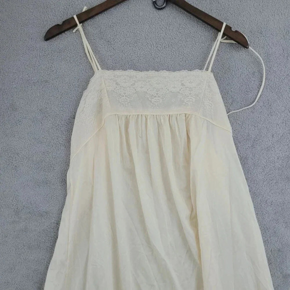 Vintage Pearls & Lace Ivory Nightgown Nylon Lace Trim Slip Maxi Dress M 6CT - Picture 6 of 8